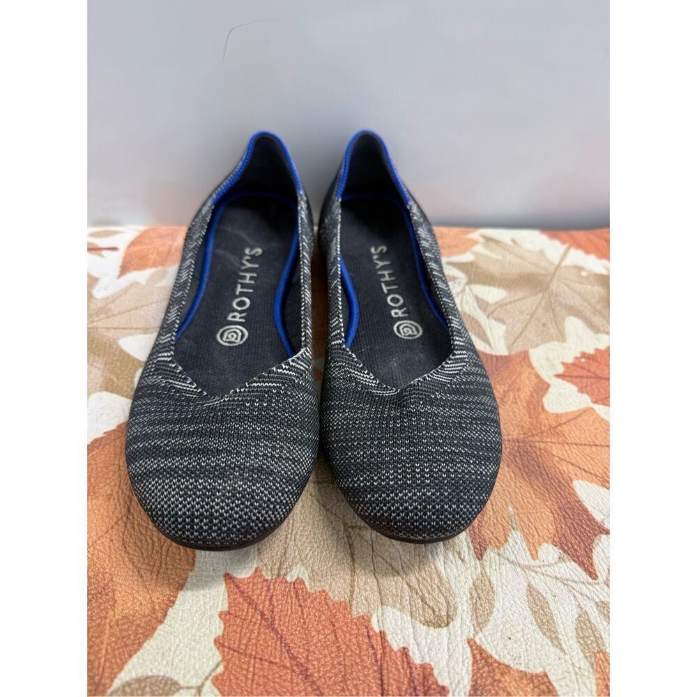 Rothy’s The Flat Grey Stripe Round Toe Slip-on Ballet Flats  Women's Size 7.5